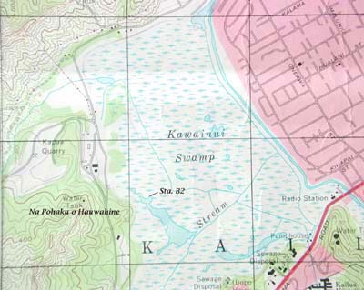 from 1968 USGS topographic map (Mokapu) with 1 km grid drawn over